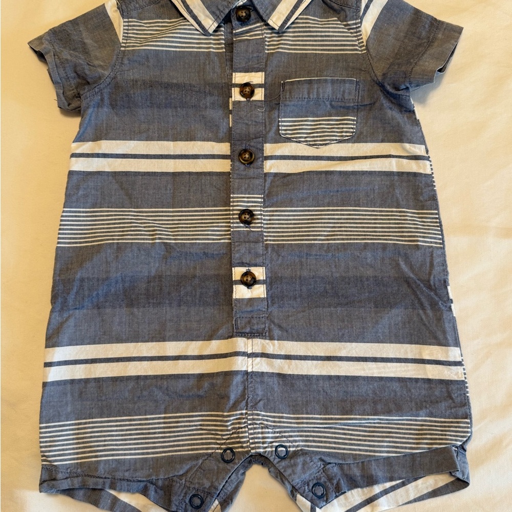 Carter’s Striped Blue and White Baby Romper 6M